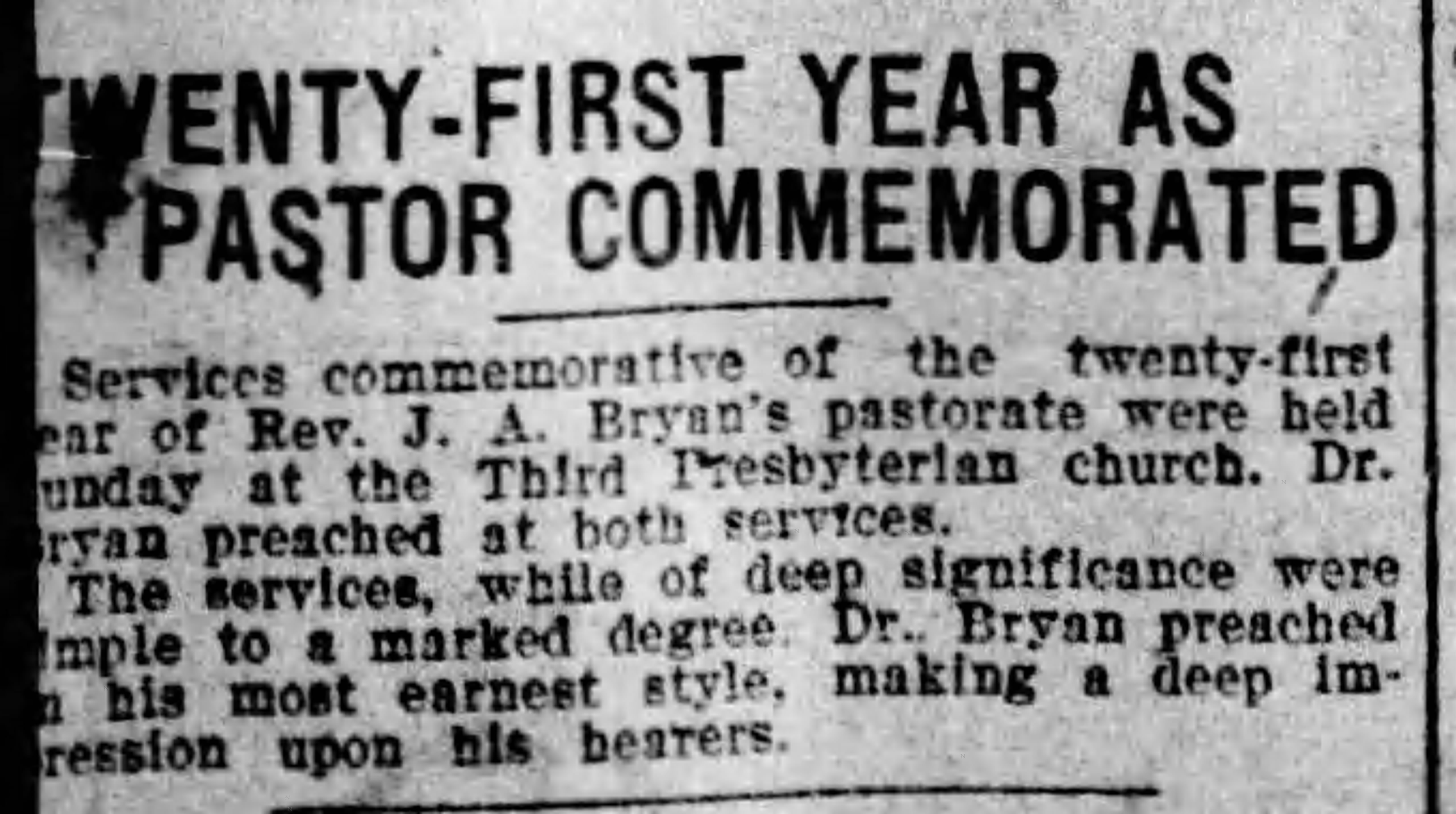 Twenty-First Year As Pastor Commemorated